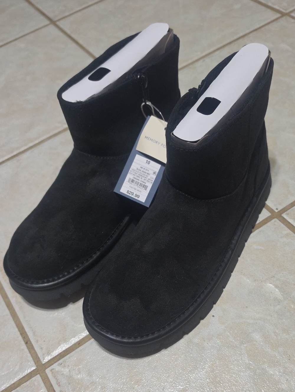 Universal Thread Black Suede-Look Ankle Boots  with Side Zip. Size 10